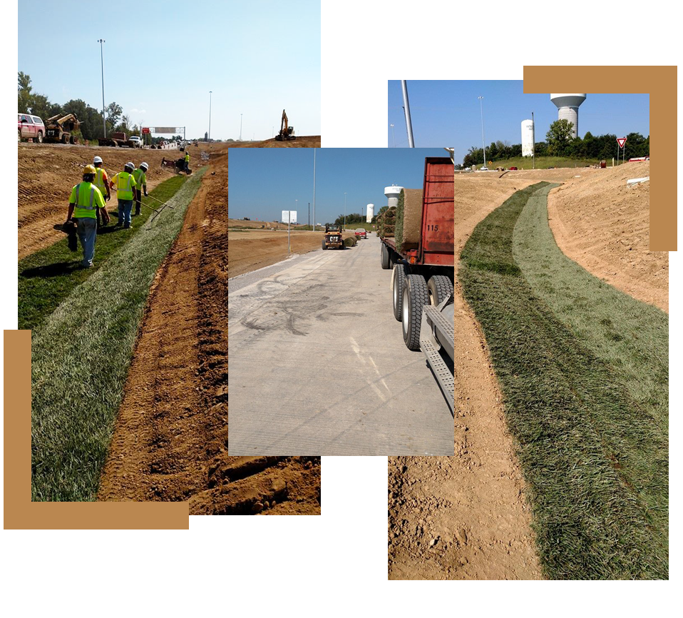sod being laid on highways in indiana and kentucky